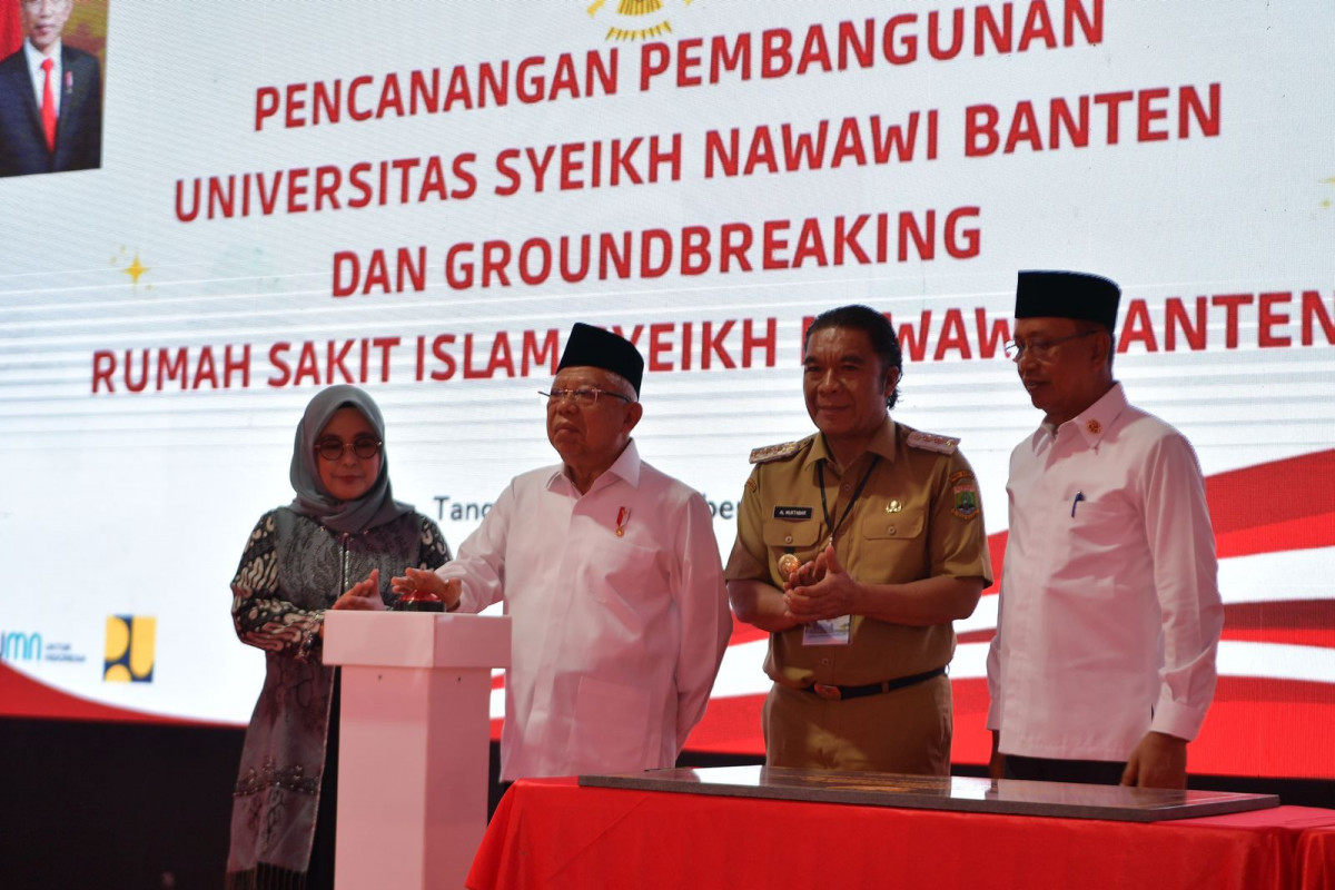 Pj Gubernur Al Muktabar Dampingi Wapres KH Ma'ruf Amin Canangkan Pembangunan Universitas Syeikh Nawawi Banten