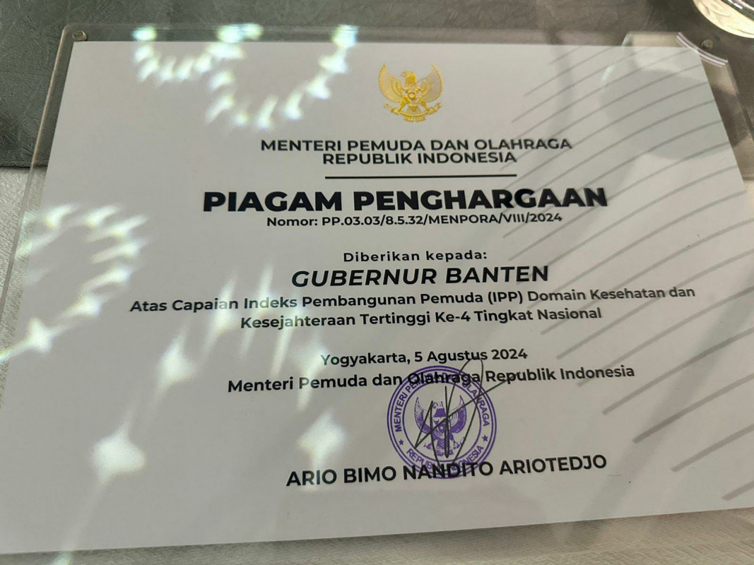 Provinsi Banten Peringkat 4 Indek Pembangunan Pemuda Indonesia 2024